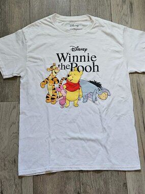 Disney Winnie The Pooh Graphic Tee Shirt Men's Size Small White Mad Engine Tiger